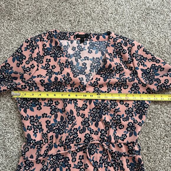 J. Crew pink & blue floral long-sleeve v-neck top size 8 - Picture 9 of 10